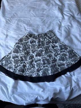 Disney Black and White Haunted Mansion Toile Circle Skirt with Sheer Hem